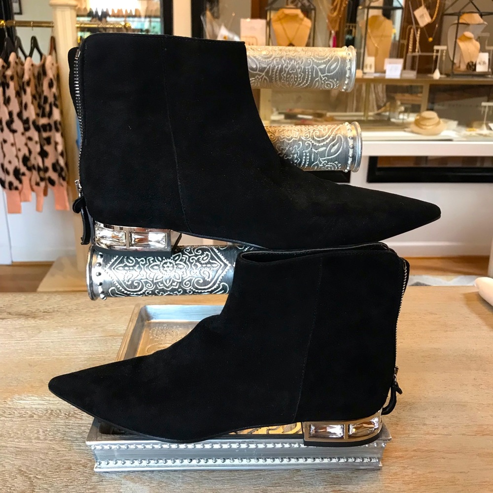 Miu Miu Luxe Italian Black Suede Ankle Boots, Size 37, EUC - Picture 1 of 13